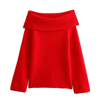 Pulls tricotés doux pour femmes, épaules dénudées