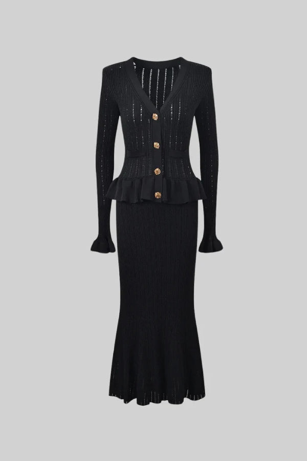 Ensemble tricoté élégant pour femme : veste et jupe