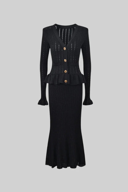 Ensemble tricoté élégant pour femme : veste et jupe