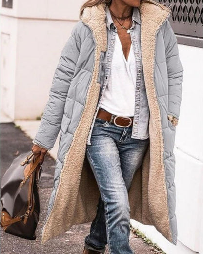 Long manteau pour femme doublé de fourrure réversible