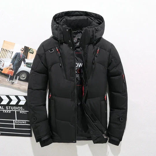 Élégant manteau d'hiver pour homme noir