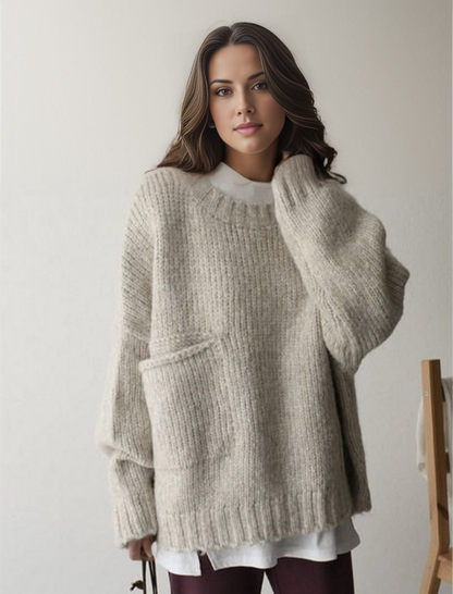 Pull en maille oversize confortable avec poche