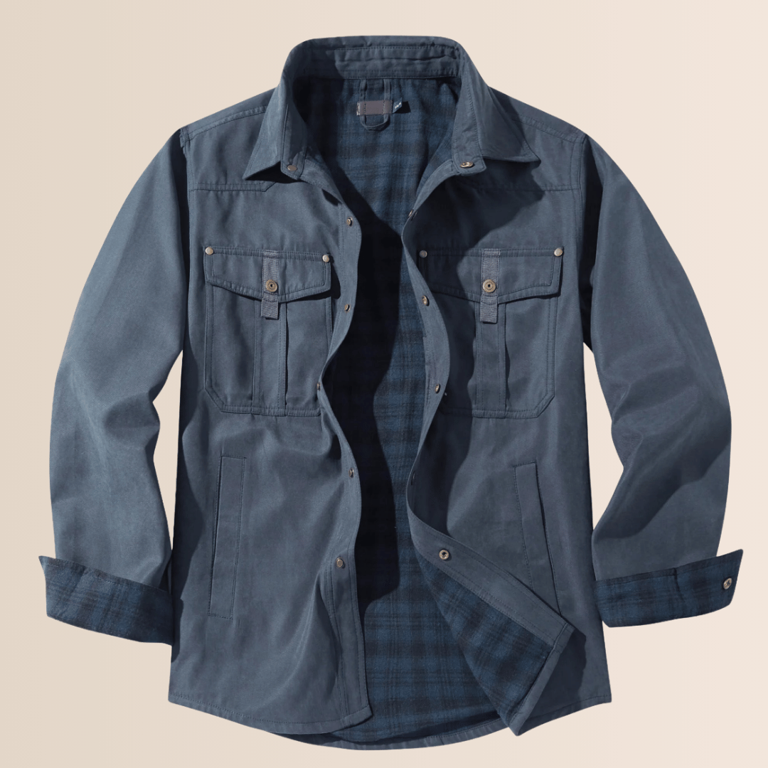 Manteau d'hiver en flanelle à carreaux pour homme