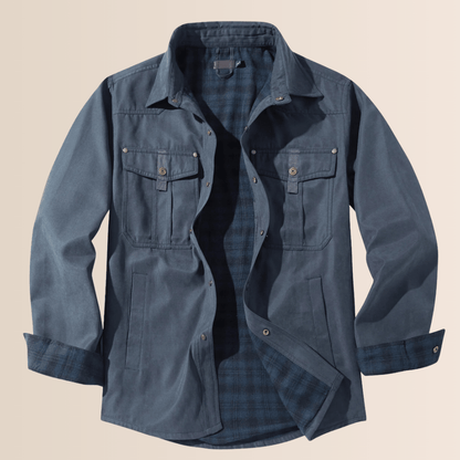 Manteau d'hiver en flanelle à carreaux pour homme