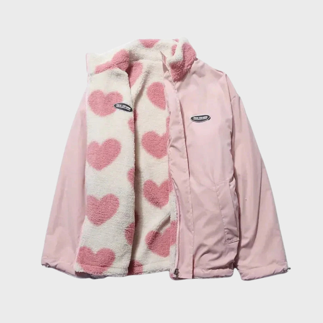 Veste réversible en forme de cœur pour femme
