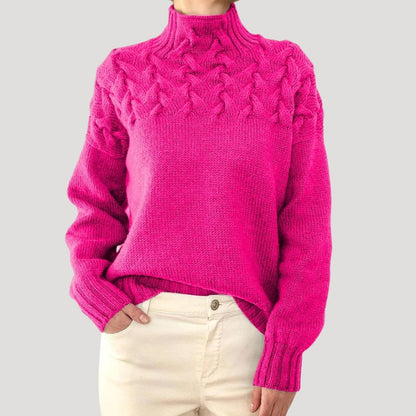 Pull-over de printemps femme col montant torsadé