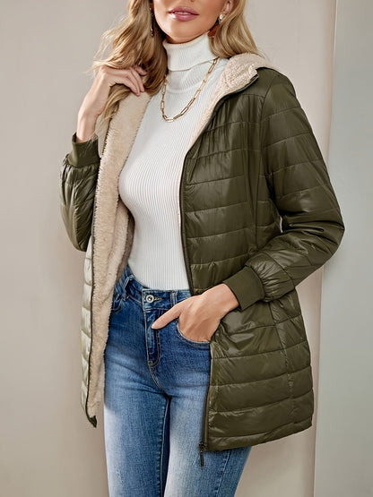 Veste chaude pour femme en polaire avec fermeture éclair