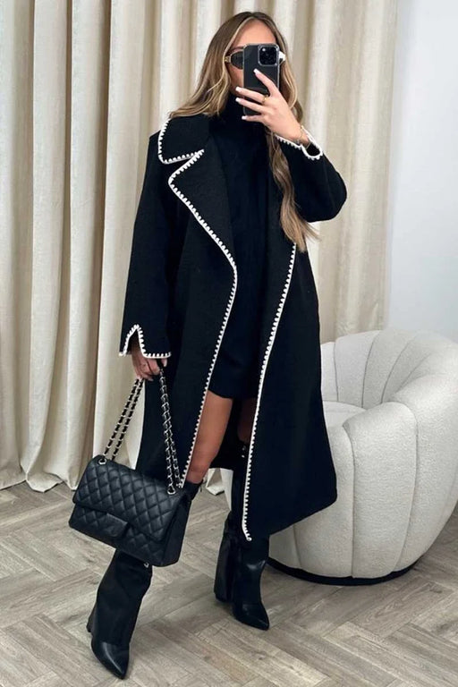 Stylische Winterjacke Kontrastbesatz Große Größen - IdealeKleiden