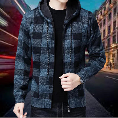 Cardigan en maille pour homme – Hoodie à carreaux de haute qualité