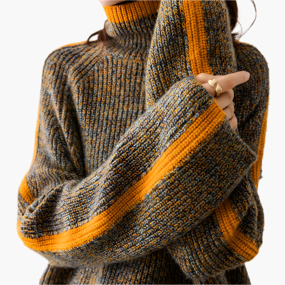 Pull en tricot femme chaud col roulé hiver