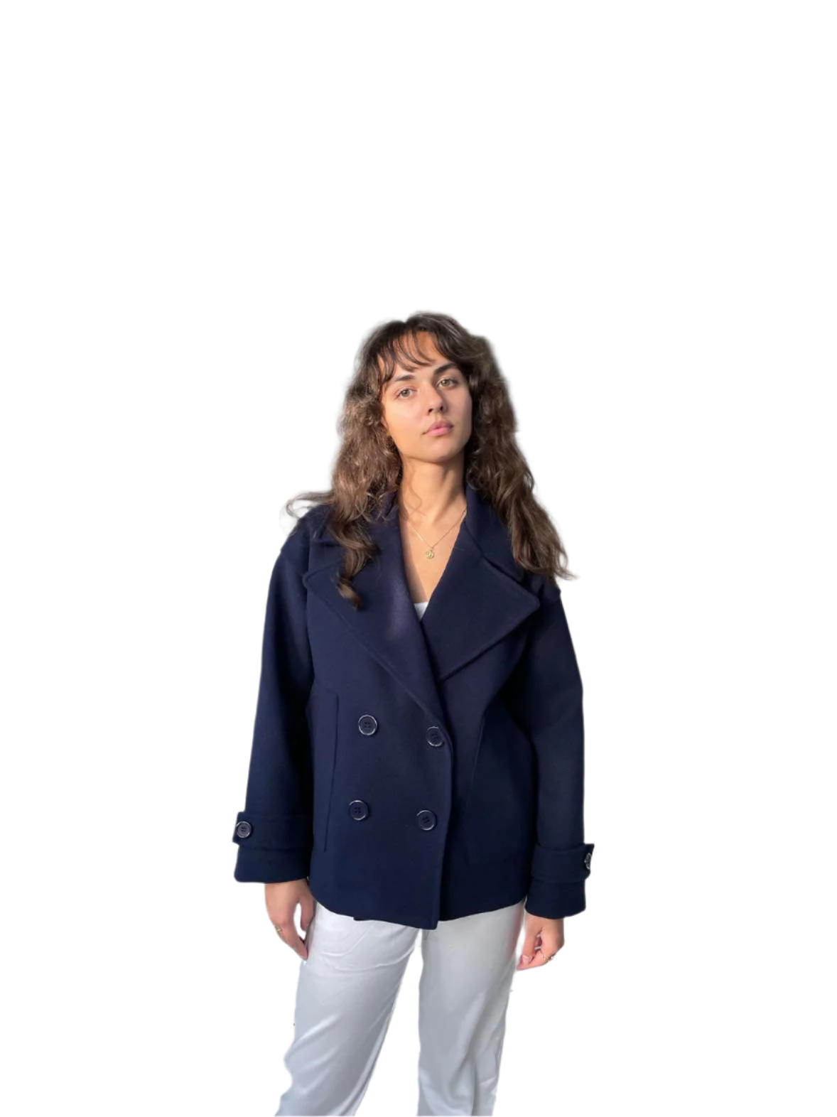 Élégant trench-coat femme bleu foncé classique
