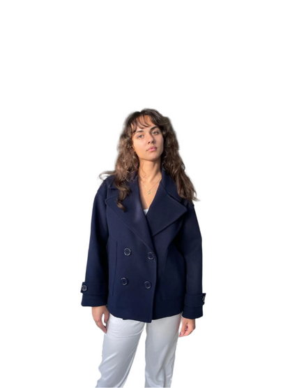 Élégant trench-coat femme bleu foncé classique