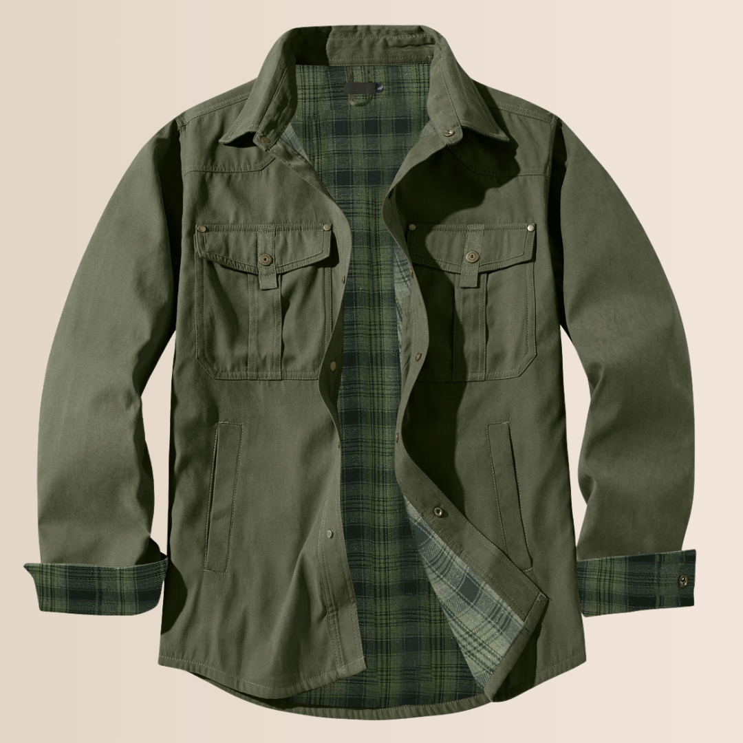 Manteau d'hiver en flanelle à carreaux pour homme