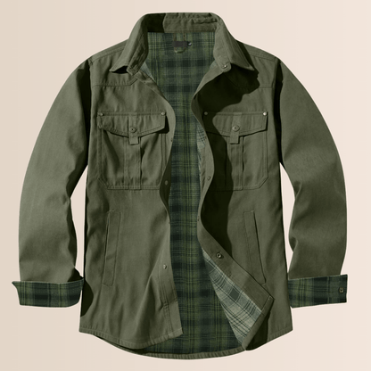 Manteau d'hiver en flanelle à carreaux pour homme