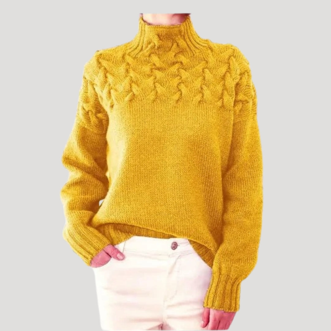 Pull-over de printemps femme col montant torsadé