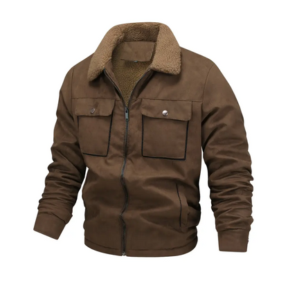 Veste de sport pour homme en polaire bouclette chaude à col châle