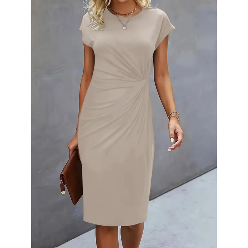 Élégante robe courte à manches courtes en mousseline pour femme
