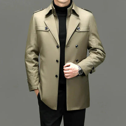 Herren Trenchcoat Elegant Lang Mantel - IdealeKleiden