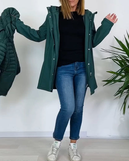 Manteau élégant unicolore à fermeture éclair