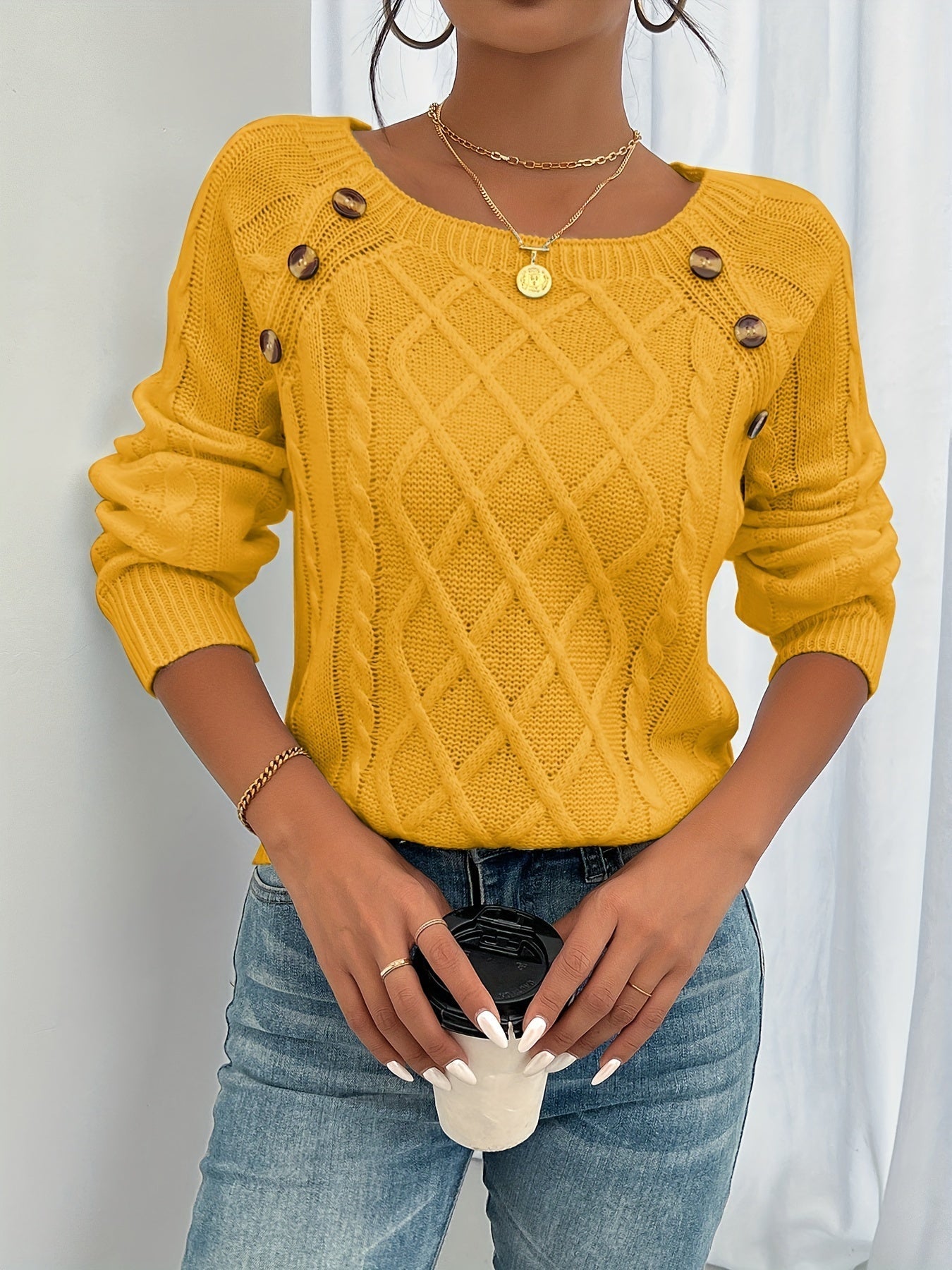 Pull confortable pour femme, col rond
