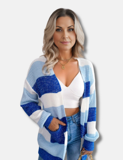 Gilet long rayé pour femme
