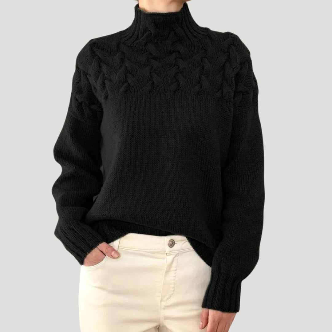 Pull-over de printemps femme col montant torsadé