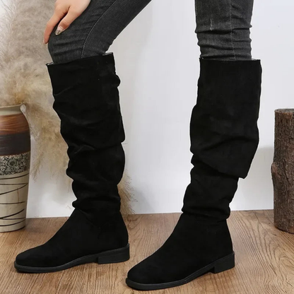 Bequeme Stiefel Kniehoch Dicker Absatz - IdealeKleiden