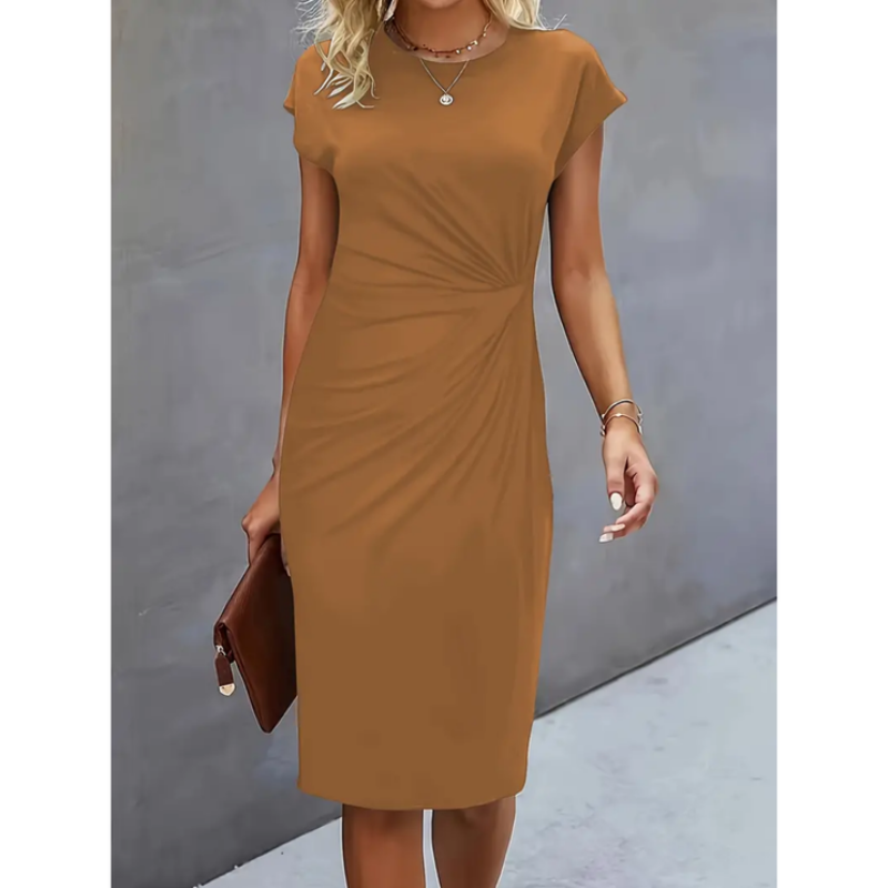 Élégante robe courte à manches courtes en mousseline pour femme