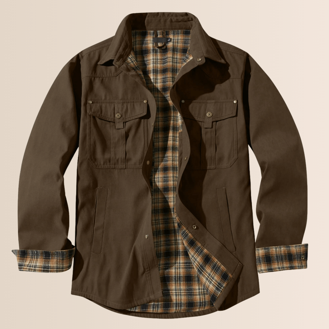 Manteau d'hiver en flanelle à carreaux pour homme