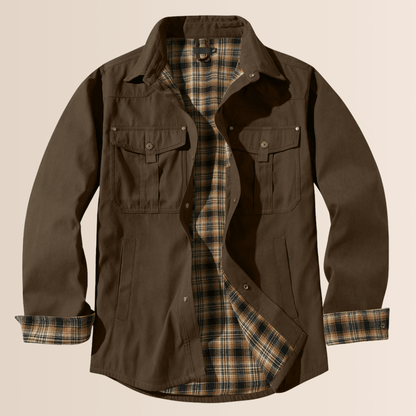 Manteau d'hiver en flanelle à carreaux pour homme