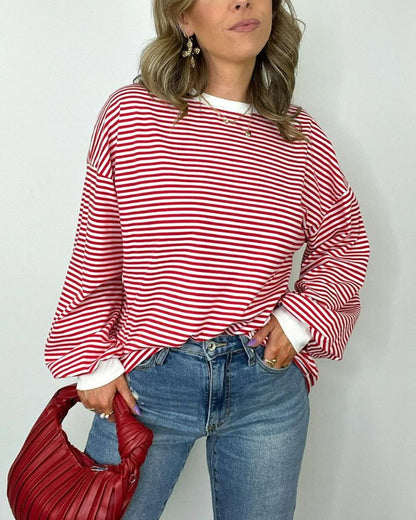 Pull stylé grande taille à rayures