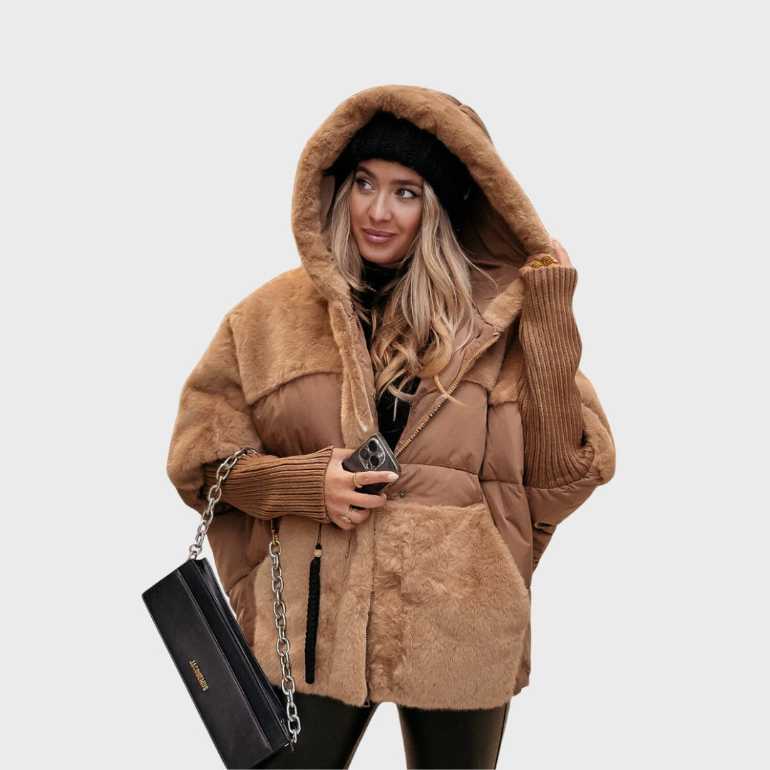 Veste d'automne femme élégante garnie de duvet