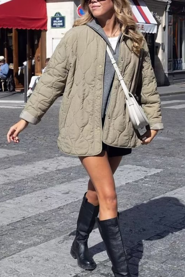 Veste d'hiver stylée Col rond Coupe décontractée