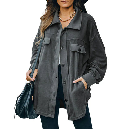 Veste polaire femme chaude boutonnée