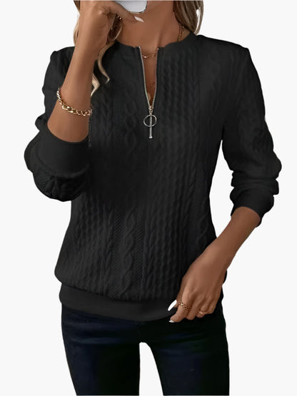 Pull en tricot torsadé à col zippé pour homme