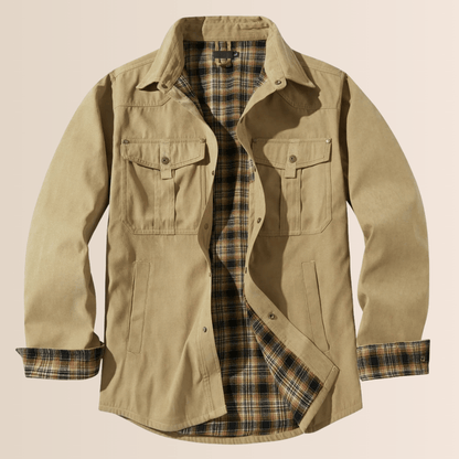 Manteau d'hiver en flanelle à carreaux pour homme