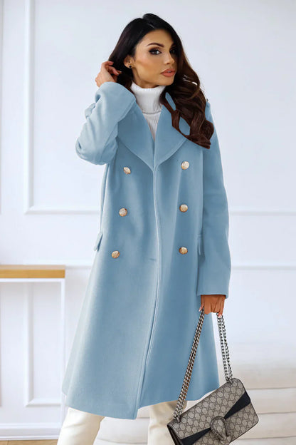Long manteau croisé élégant pour femme