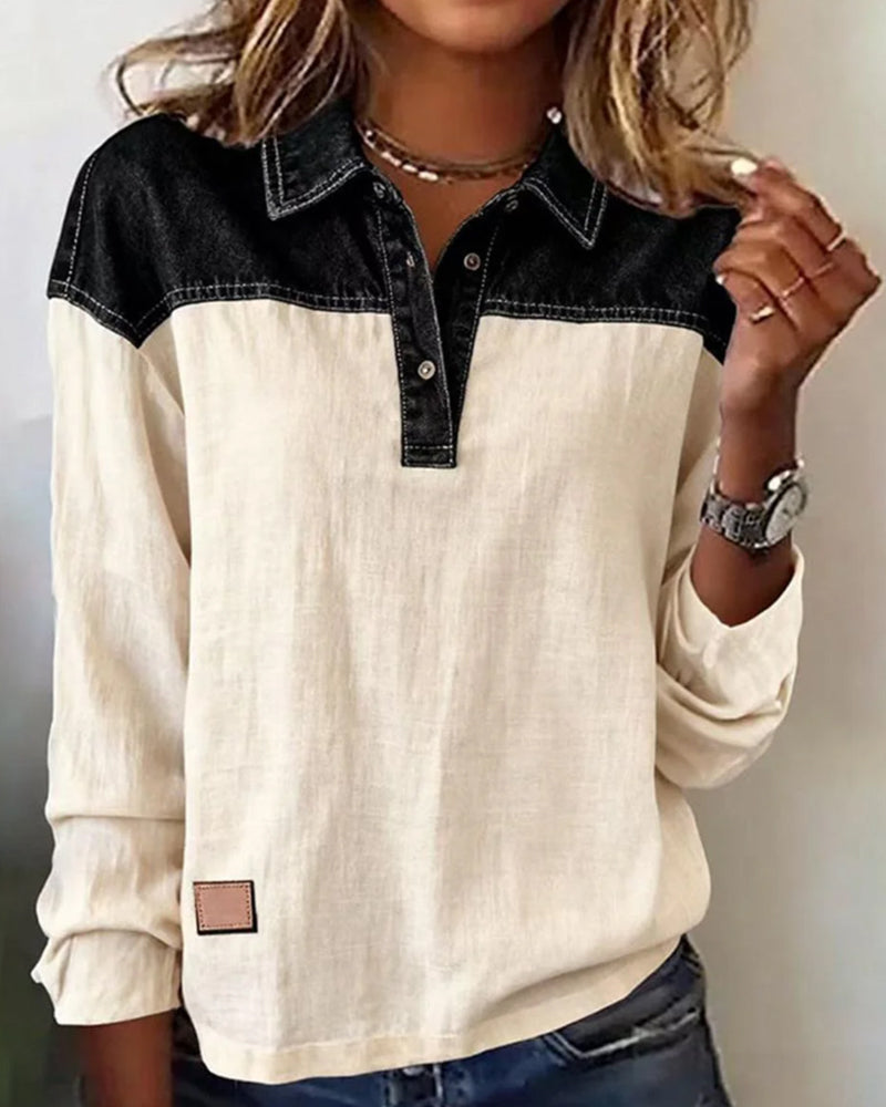 Veste en jean décontractée style patchwork