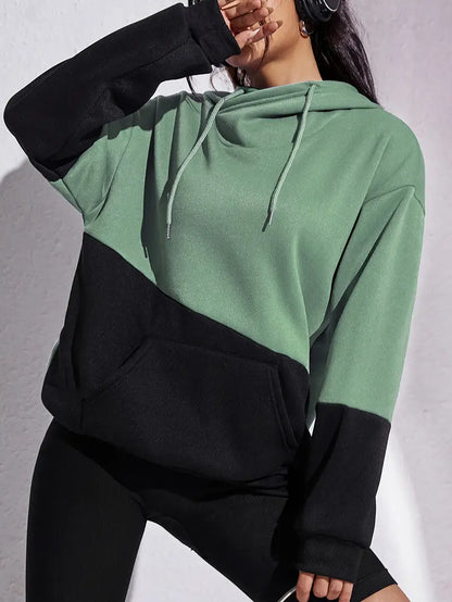 Sweat à capuche tendance pour femme avec blocs de couleurs