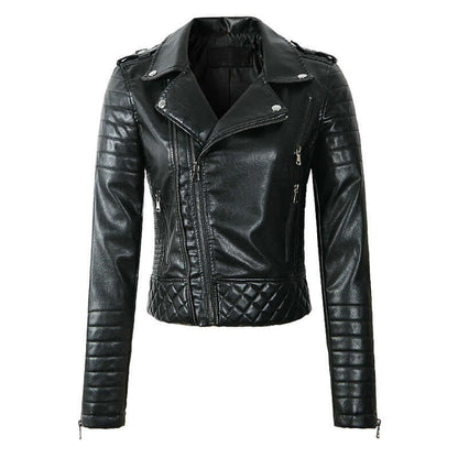 Blouson en cuir matelassé style motard pour femme