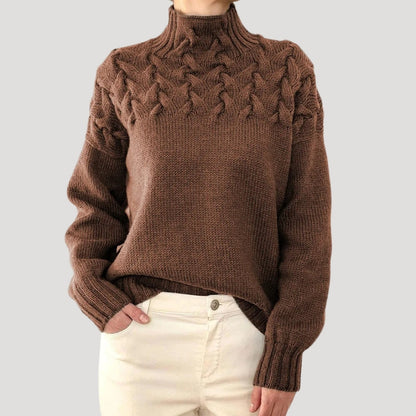 Pull-over de printemps femme col montant torsadé
