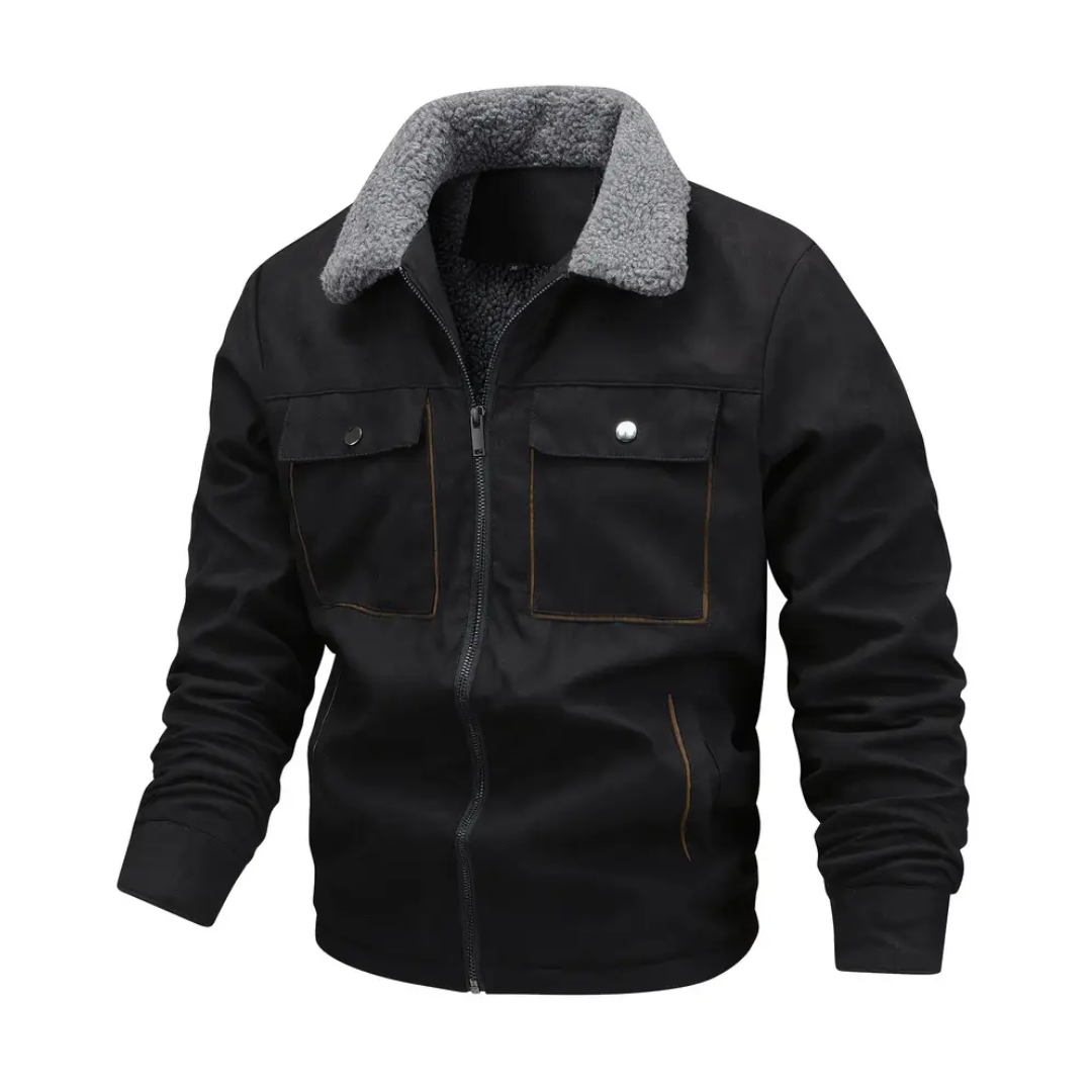 Veste de sport pour homme en polaire bouclette chaude à col châle