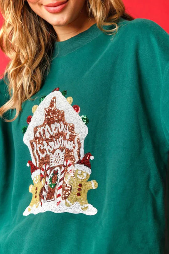 Weihnachten Süßigkeitenhaus Pullover Festlich Glitzer - IdealeKleiden