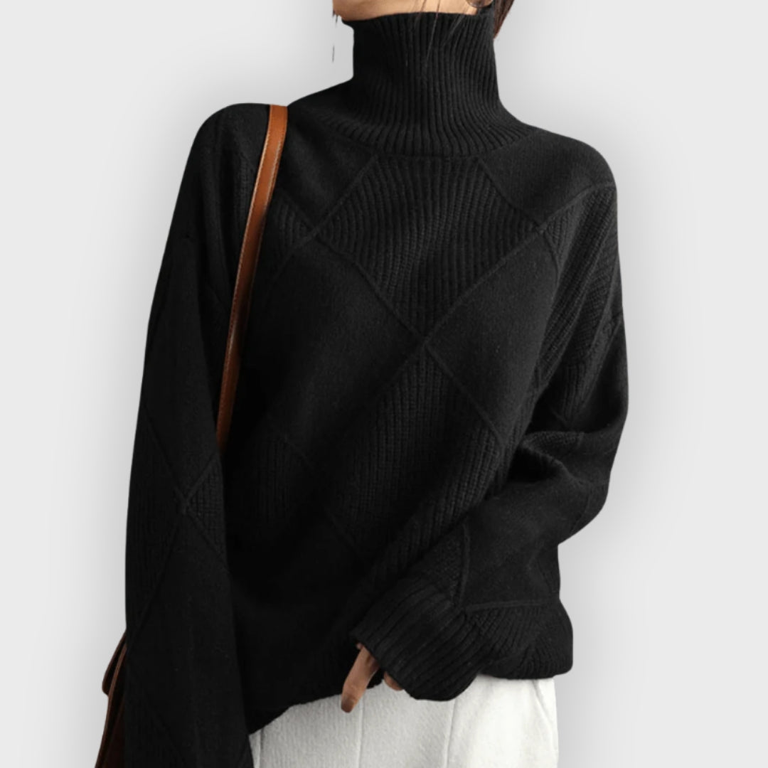 Pull over doux pour femme col roulé élégant