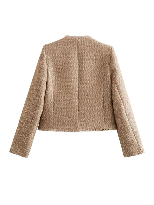 Elegante Damen Tweed Jackett - IdealeKleiden