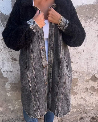 Modische Jeansjacke Einreihig Style - IdealeKleiden