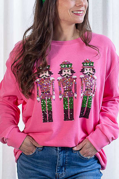 Sweat-shirt de Noël à sequins pailletés décontracté