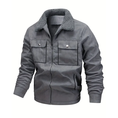 Veste de sport pour homme en polaire bouclette chaude à col châle