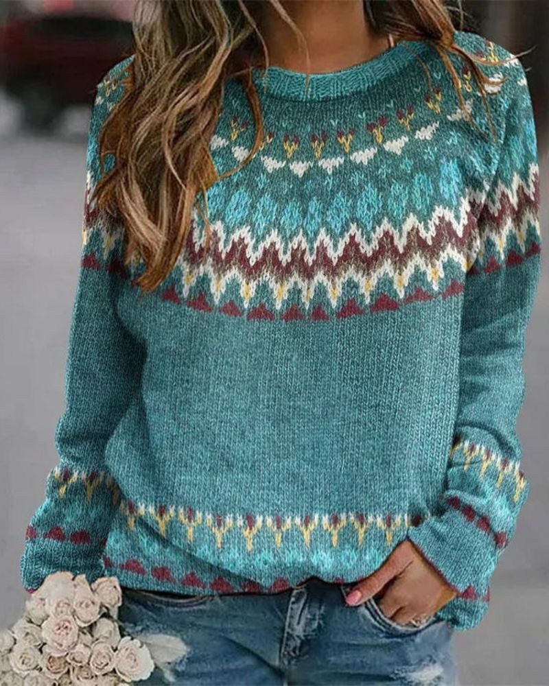 Retro Strickpullover Wave Muster Damenschal - IdealeKleiden