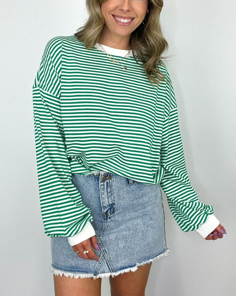 Pull stylé grande taille à rayures